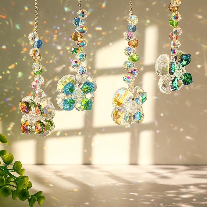 HDCRYSTALGIFTS 4pcs Four Leaf Clover Sun Catchers - Image 3