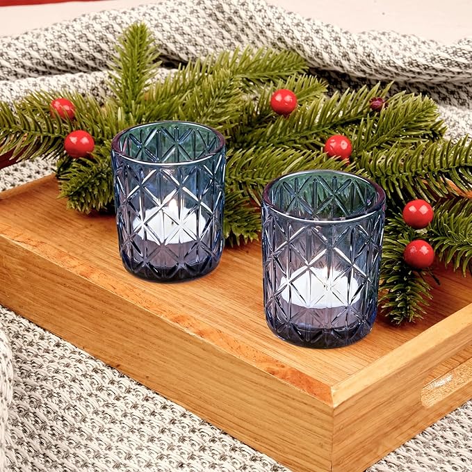 24pcs Blue Votive Candle Holders, Glass Votives Candle Holder in Bulk - Image 6