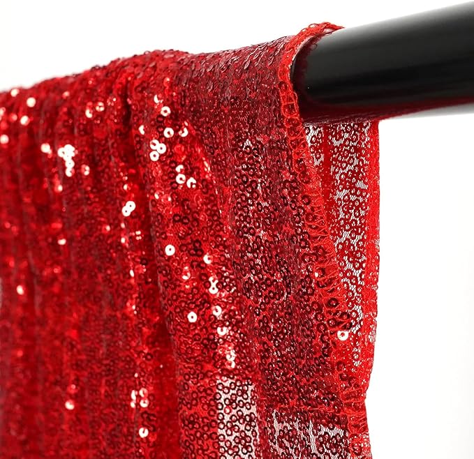 Red Sequin Backdrop Curtains, 2ft x 8ft Sequin Photography Backdrop Curtain 2 - Image 6