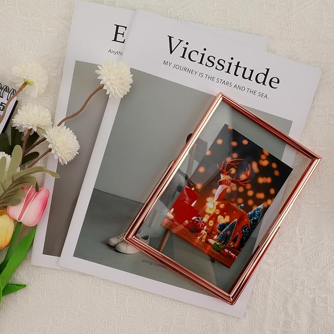 Rose Gold Floating Frame, For Picture 4x6, Tabletop Use, Classy Gift For - Image 8