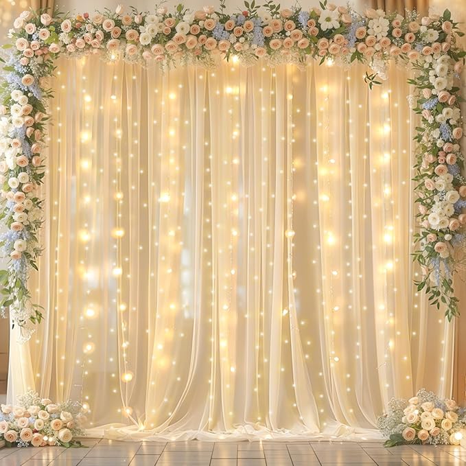 10x10ft Champagne Backdrop Curtain by Shillance