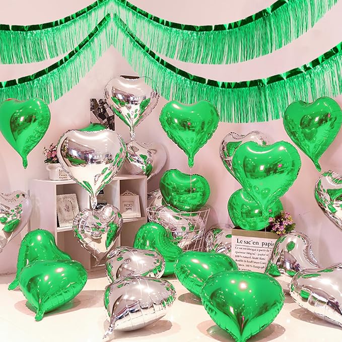 Green Foil Fringe Garland 10FT 6packs, Metallic Foil Tinsel Fringe Banners - Image 6