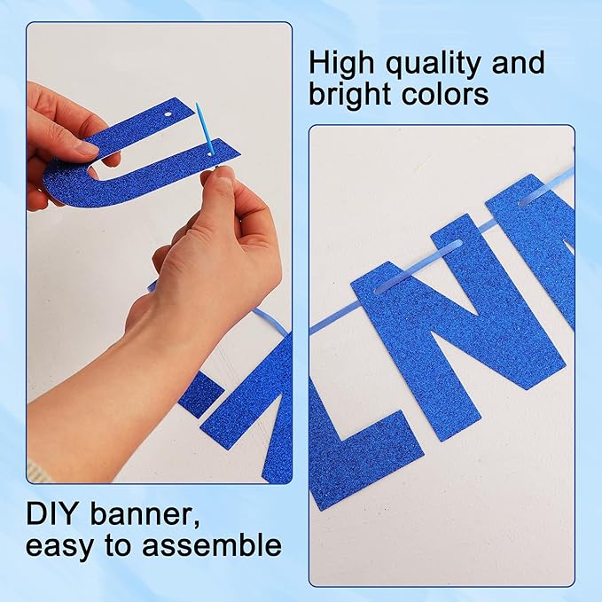 BEISHIDA 116 PCS A-Z Glitter Blue DIY Letter Banner Kit Make Your Own - Image 3