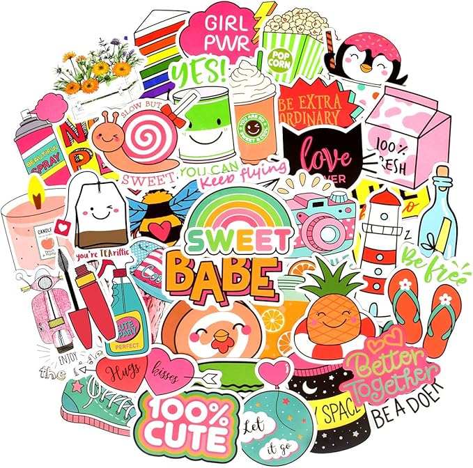 QTL Cute Stickers for Girls VSCO Stickers for Hydroflask Laptop Kids Teens by QTL