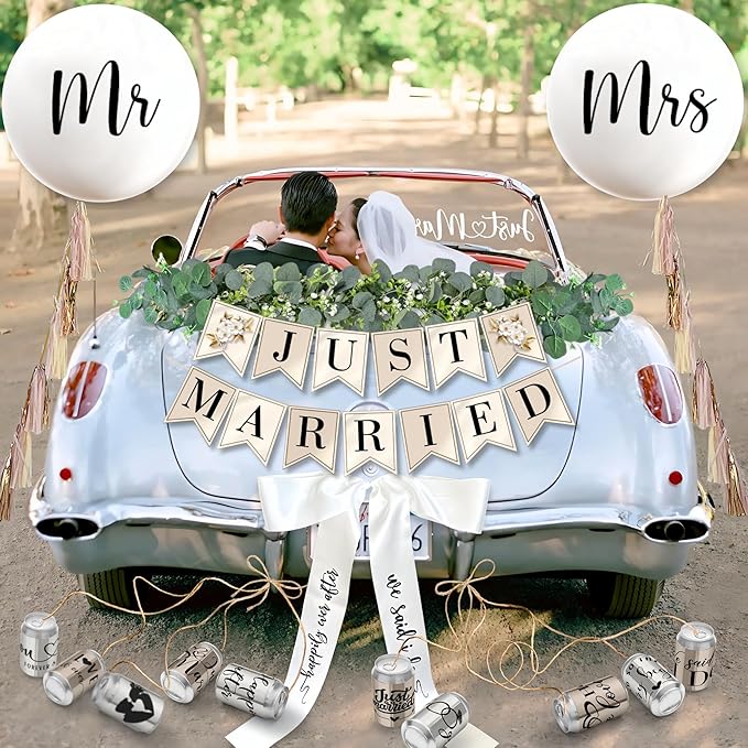 33 Pc Just Married Car Decorations – Wedding Reception & Ceremony Decor – - Image 9
