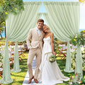 PARTISKY 10x10ft Sage Green Chiffon Sheer Backdrop Curtains, Wrinkle-Free by Partisky