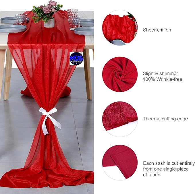 MDS 2 Pack 14ft Chiffon Table Runner 29 x 170 Inches Sheer Wedding Runner - Image 6