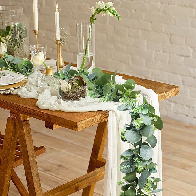 MAKHOT 2pcs Artificial Eucalyptus Garland, 5.9FT Greenery Garland Flower Spring - Image 4