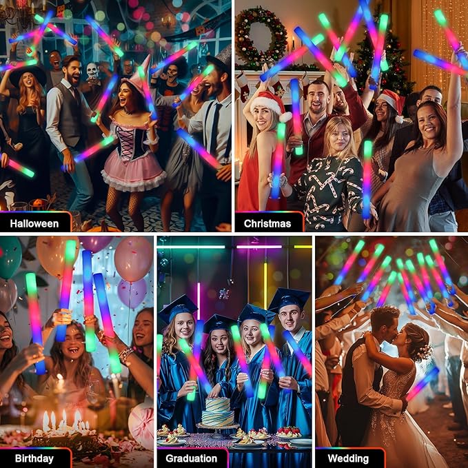112 PCS Foam Glow Sticks, Foam Light Up Sticks Party Supplies - Image 6