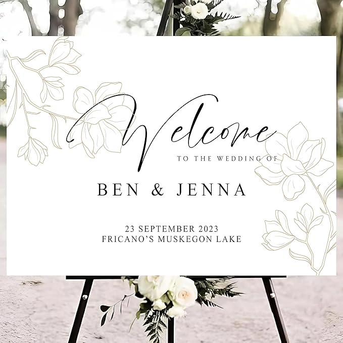 Personalized Wedding Welcome Sign Foliage Print Entrance Wedding Décor - Image 4