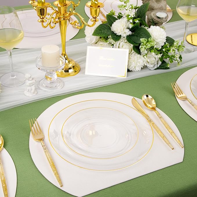 Liacere 150PCS Clear Gold Plastic Plates - Image 3