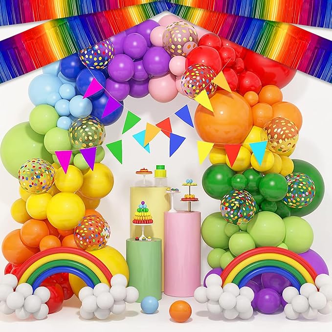 4 Pack 10 Feet Rainbow Foil Fringe Garland Metallic Tinsel Streamers Banner - Image 3