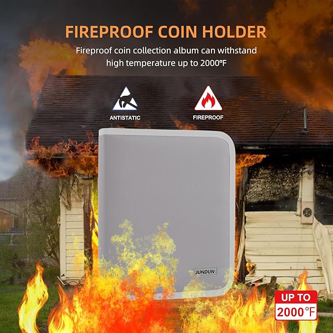 Coin Collection Book for Collector, 260 Pockets Fireproof Coin Collection - Image 2