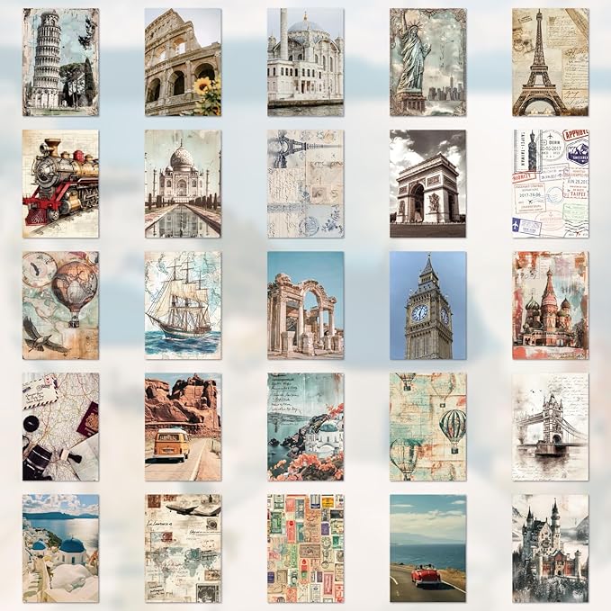 57 Sheets Vintage Travel Scrapbook Sticker Book, 500+ Vintage & Modern Stickers - Image 2