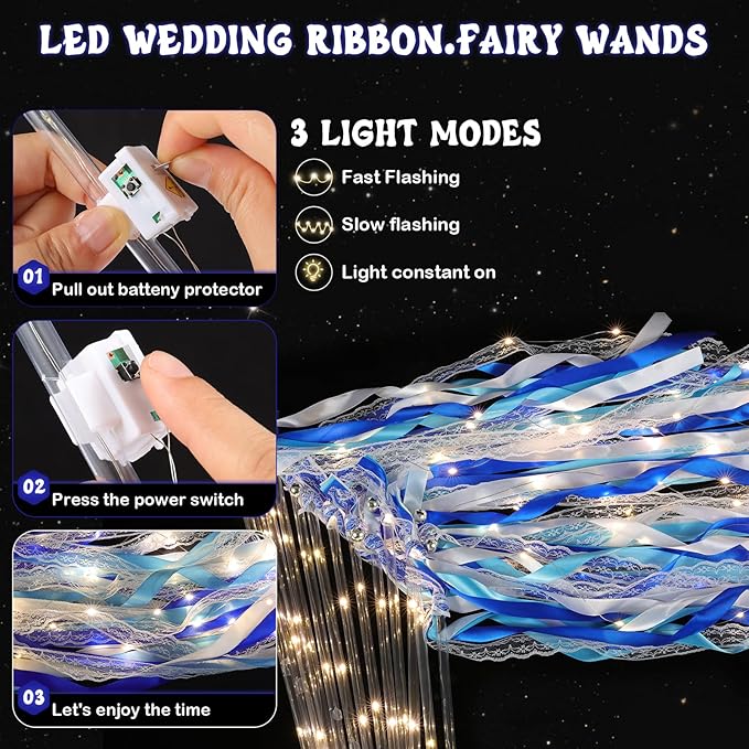 100 Pcs Wedding Wands Ribbon - Image 2