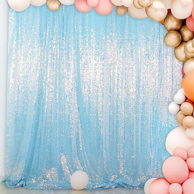 ShiDianYi Iridescent Aqua Sequin Backdrop - Image 2