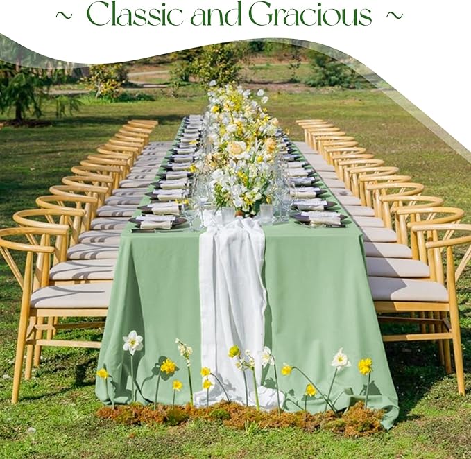 12 Pack Sage Green Tablecloths for Rectangle Tables 60 x 126 Inch Sage Green - Image 6