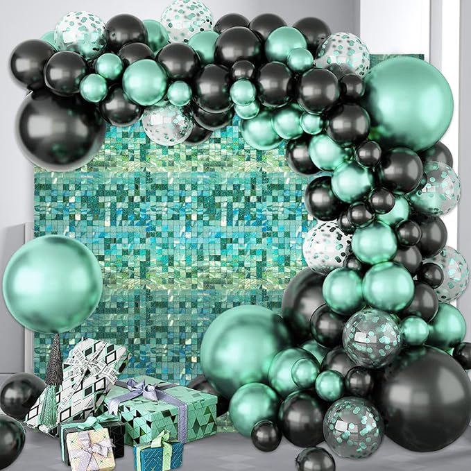 24PCS Light Green Shimmer Wall Backdrop, Laser Square Sequin Photo Backdrops - Image 6
