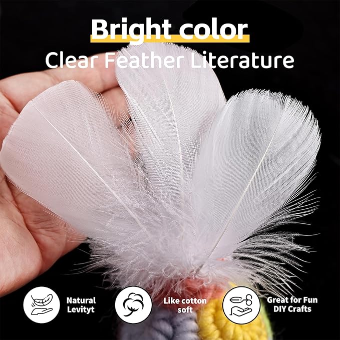 THARAHT 360pcs White Feathers 3-5 inch Craft Feathers Assorted Rainbow Colors - Image 5