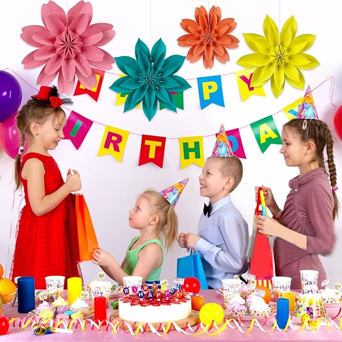 ADLKGG Hanging Colorful Paper Flower Fans Decorations, Flower Paper Fan Event - Image 2