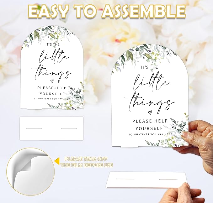 Greenery Wedding Bathroom Basket Sign, 6 x 8 Inch White Arch Acrylic Wedding - Image 3