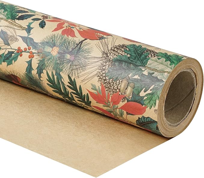 RUSPEPA Kraft Christmas Wrapping Paper Roll, Mini Roll, Watercolor Winter - Image 8