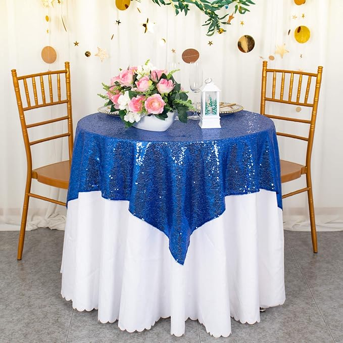 ShinyBeauty Sequin Tablecloth-Royal Blue Sequin Table Overlay and Sequin by ShinyBeauty