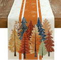 GEEORY Fall Watercolor Trees & Maple Leaves Striped Table Runner 13x120 Inch by GEEORY