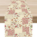 Patchwork Table Runner, Boho Vintage Pink Wildflowers Bohemian Paisley Flower by Unknown