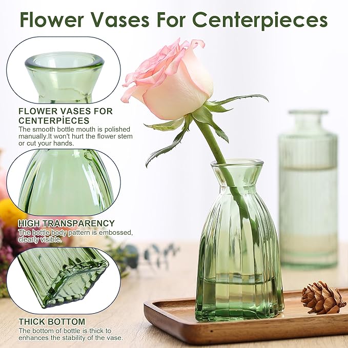 Vintage Small Glass Vases Set of 10, Mini Bud Vases - Image 5