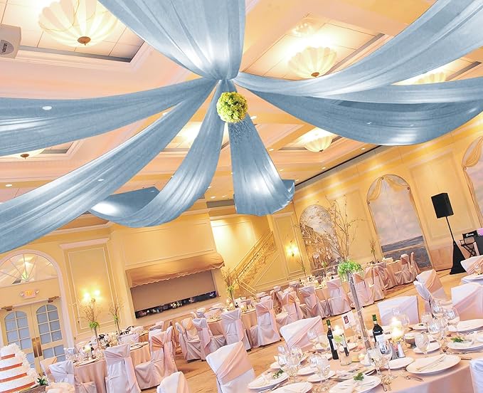 6 Panels Dusty Blue Ceiling Drapes - Image 6