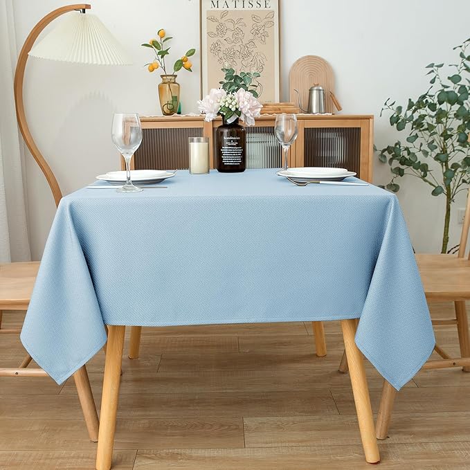 Biscaynebay Fabric Square Tablecloths 60x60 Inches, Light Blue Water Resistant - Image 7