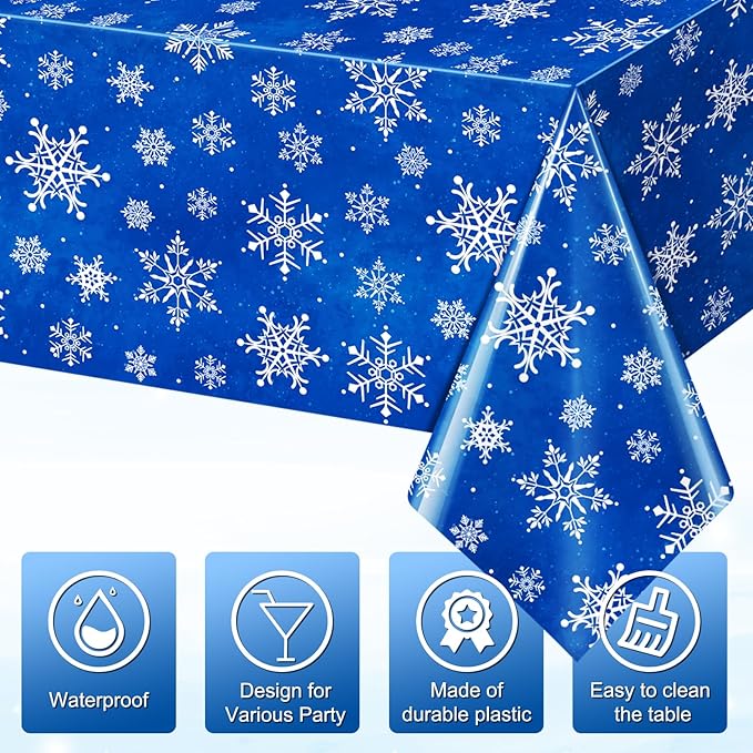 Jectivs 12 Pieces Christmas Snowflake Plastic Party Tablecloth Decorations - Image 3