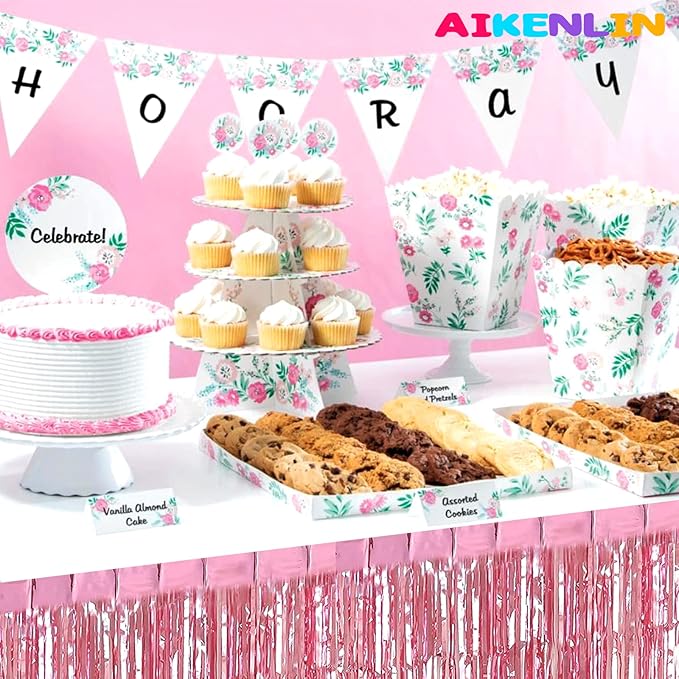 6 Pack 29x108 Inch Metallic Foil Fringe Tinsel Table Skirts Banner - Image 4