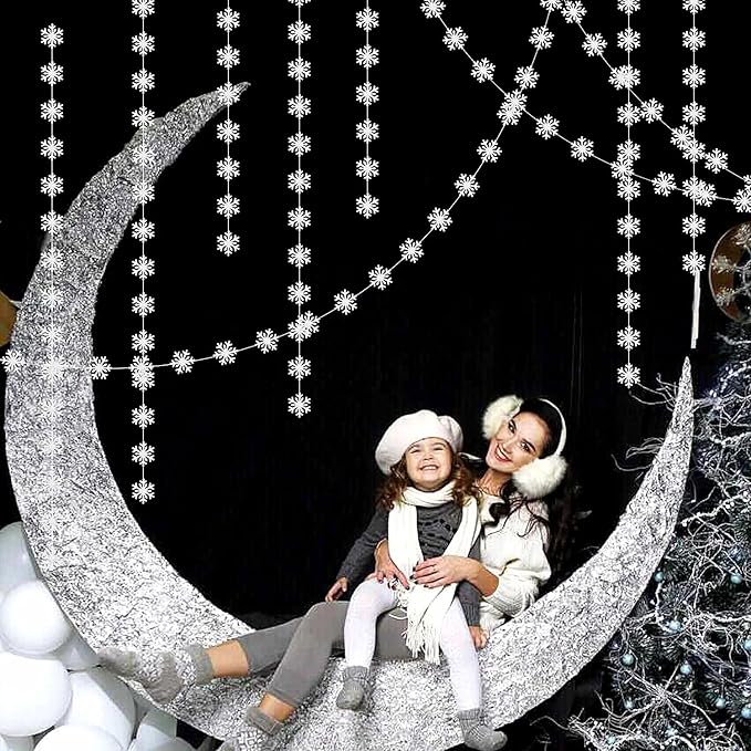 Snowflake-Snow Silver Christmas Party-Decoration Garland - 52ft Frozen Winter - Image 4