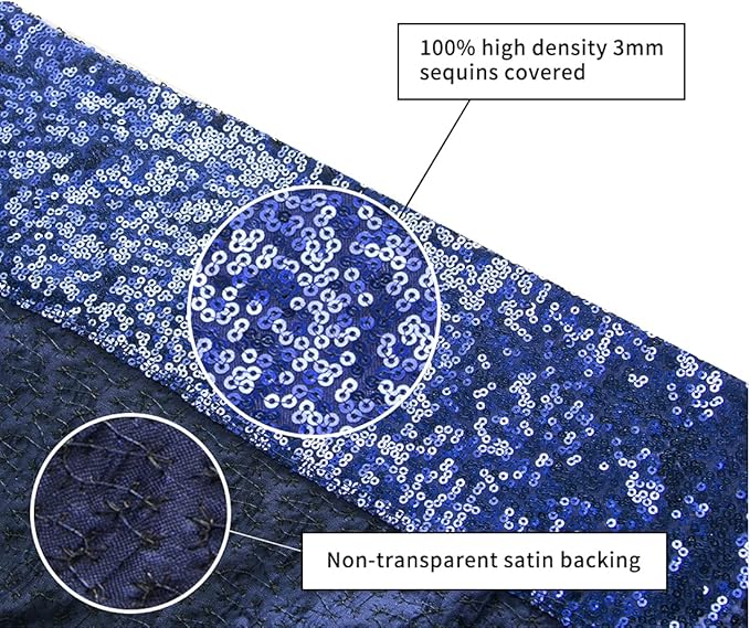Poise3EHome 6Ft x 8Ft Navy Blue Sequin Backdrop Curtain, Glitter Thick Satin - Image 6