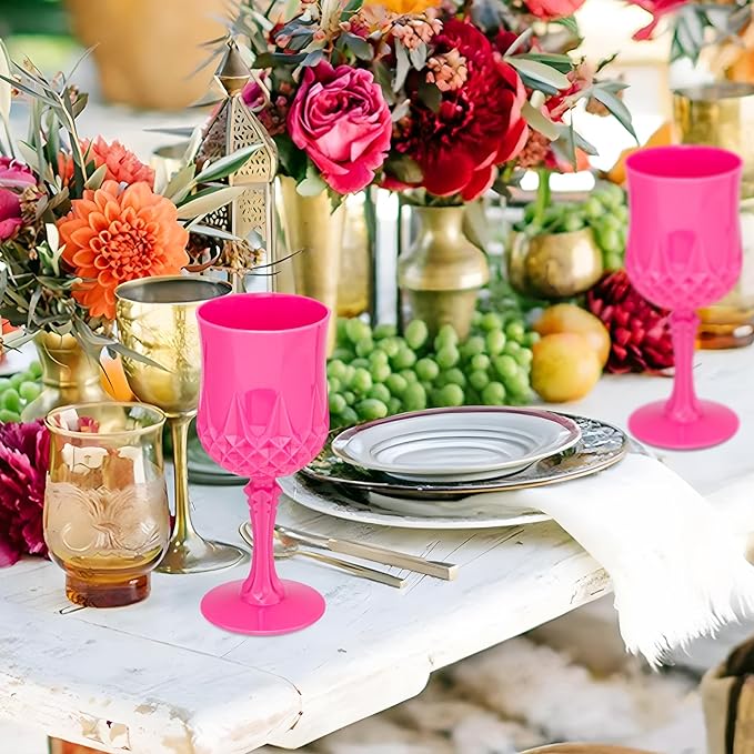 Plastic Vintage Wine Glasses 7OZ Plastic Goblets Vintage Drinking Glasses 48PCS - Image 6