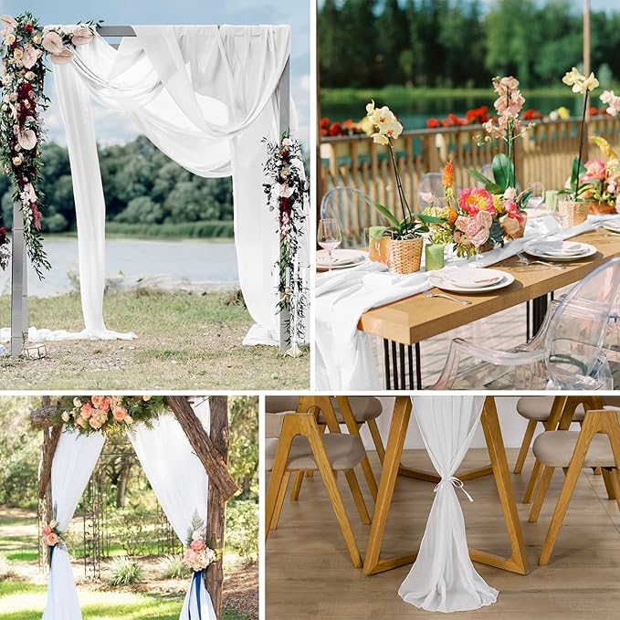 10 Pack 10ft Pure White Chiffon Table Runners Wedding Table Runner Sheer - Image 5