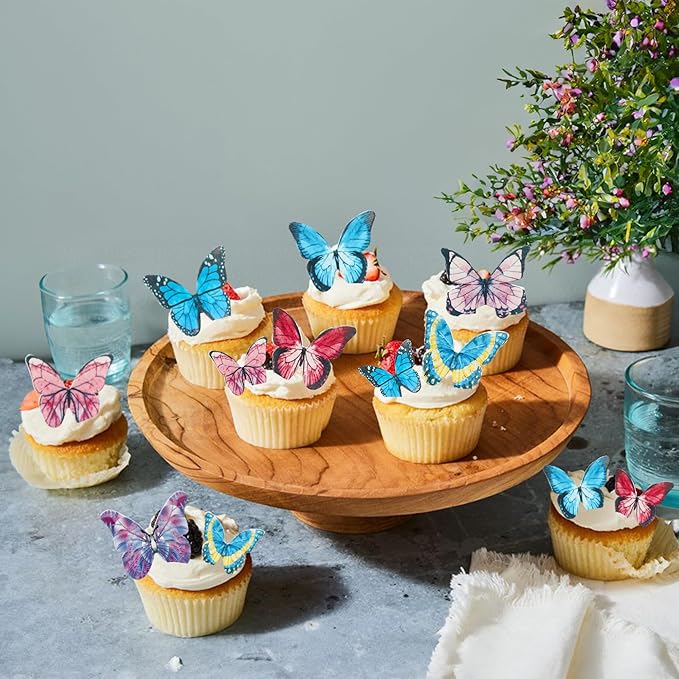 Ephlyn 40Pcs Edible Butterfly Cupcake Toppers 3D Butterfly Cake Picks Mixed - Image 4