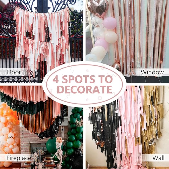 PartyWoo Crepe Paper Streamers 4 Rolls 328ft, Pack of Pink and Rose Gold Crepe - Image 5