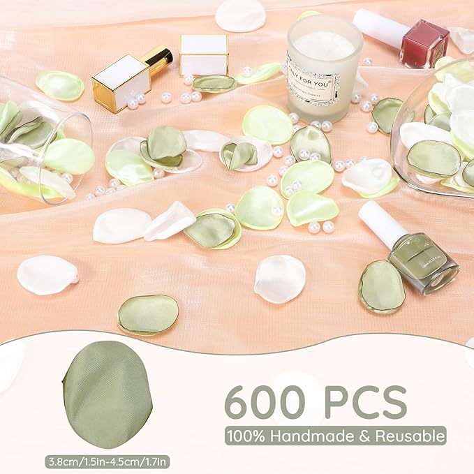 Suream 600 Pieces Rose Petals for Decoration, Avocado Green Scatter Petals for - Image 2