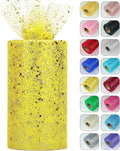 Glitter Tulle Rolls, 6” by 50 Yards Sparkling Tulle Spool Ribbon Sequin Tulle by Miegecha