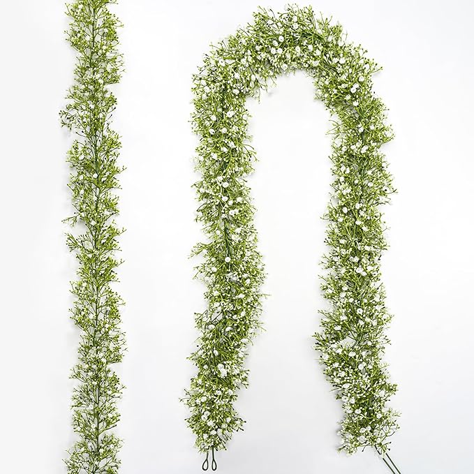 2 Pcs 5.8ft Artificial Baby Breath Flower Vines, Babys Breath Artificial by UqueetenLtd