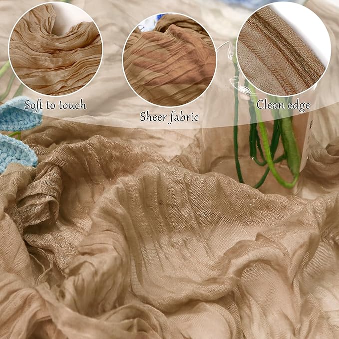 6-Pack Khaki Cheesecloth Table Runners – 10FT Boho Rustic Gauze Fabric Cheese - Image 4