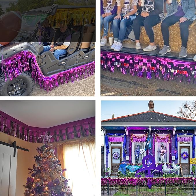 Thick 10 Feet by 15 Inch Purple Foil Fringe Garland - Image 7