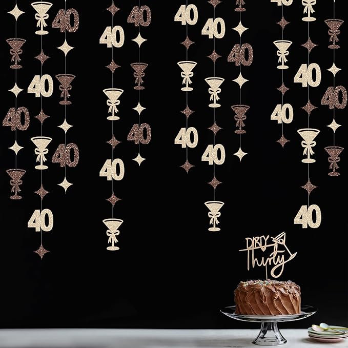 Champagne Gold Brown 40th Birthday Decorations Espresso Martini Garland - Image 7