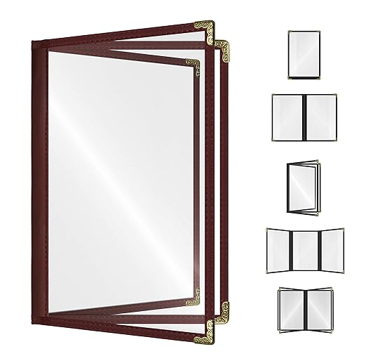 Goodsmart Restaurant Menu Covers – 25 Pack Burgundy 6-View Booklet 8.5" x 14" by ACISuperPower
