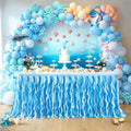 PARTISKY Ocean Blue Tulle Tutu Ruffle Curly Willow Table Skirt by Partisky