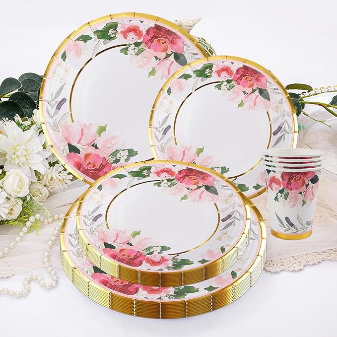 280 Pcs Thanksgiving Floral Paper Plates And Napkins Party Supplies - Image 5