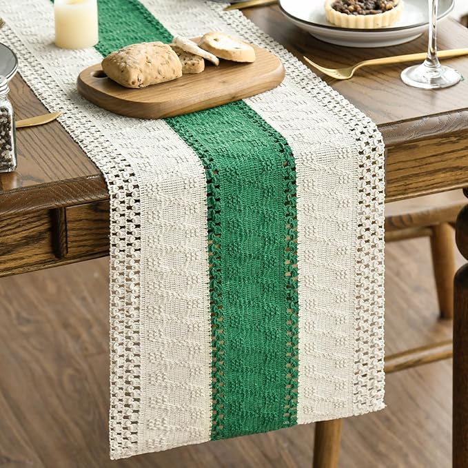 Artoid Mode Dark Green Farmhouse Rustic Table Runner, Seasonal Holiday Hollow by ArtoidMode